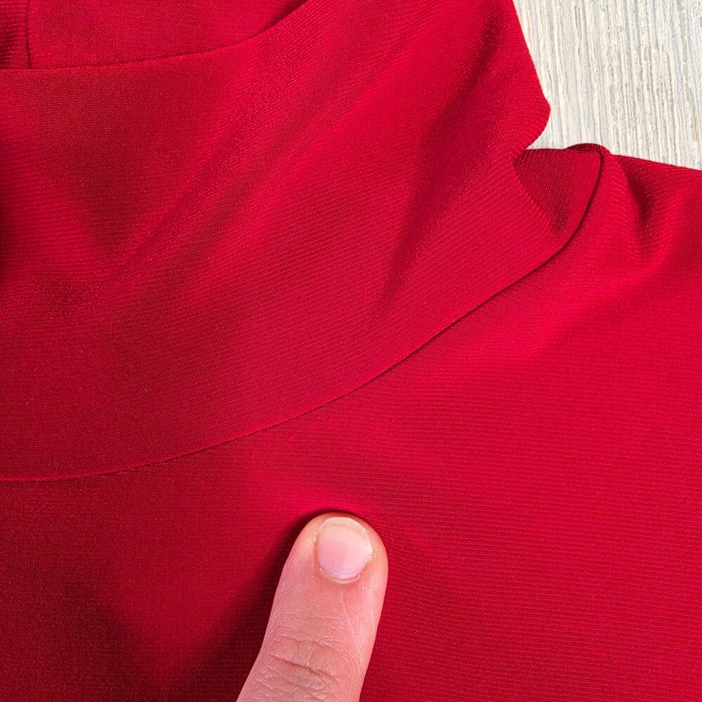 Clara Sun Woo Red Cold Shoulder Stretchy Tunic Top Size Medium - Picture 4 of 9